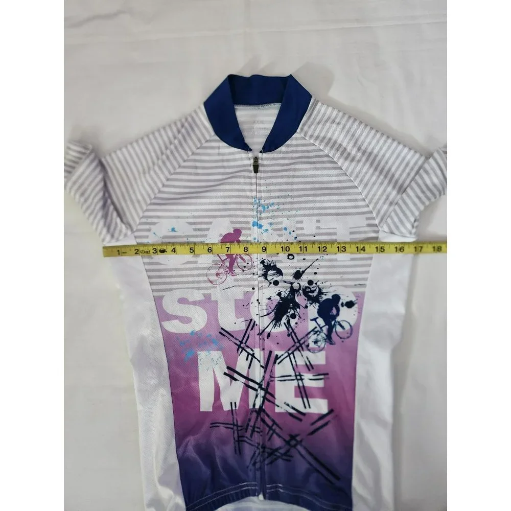 Free Fisher Big Kids Striped Powder CAN'T STOP ME Bike Cycling Jersey Size 3XL - Picture 7 of 9